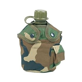 US Army Water Bottle Canteen with Woodland Camo Cover