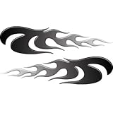 Black to White Fade Car, Truck, ATV, SUV Accent Stripe Flame Decals - 4 h x 16 w -...