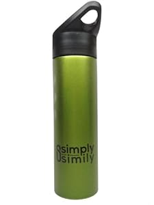 Simply Simily Slim Stainless Steel Water Bottle with Flip Lip and Straw - Wide Mouth - BPA Free - Eco Friendly - Leak Proof - 25 Oz