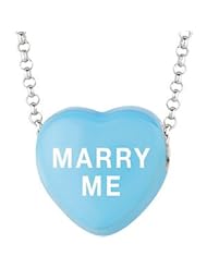 Sweethearts Enamel "Marry me" Heart on 16" Necklace Pendant with Gift Box