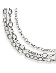 Sterling Silver Triple Strand Fancy Link Necklace QH1116-17"