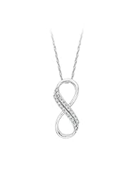 Two Row Infinity Diamond Pendant with Chain in Sterling Silver (0.06 cttw)