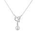 Sterling Silver Cable Chain Heart Necklace with 9-9.5mm White Freshwater Cultured Drop Pearl and White Topaz (7/50 cttw), 17+1\