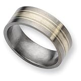 Titanium Sterling Silver Inlay 8mm Band TB92-12