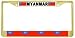 Myanmar Burmese Flag Gold Tone Metal License Plate Frame Holder