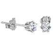 Sterling Silver 3mm Clear (April) Cubic Zirconia Stud Earrings