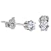 Sterling Silver 3mm Clear April Cubic Zirconia Stud Earrings