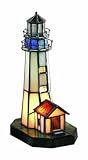 Lite Source Villager Beige Light House Tiffany Accent Lamp