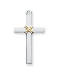 Cross Pendant Two Tone, Sterling Silver with Chain
