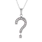 14K White Gold Diamond ? Charm w/ French Rope Chain - 18''