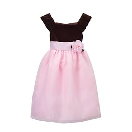 PD Girls' Dress w/Flower Brown/Pink