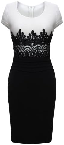 Zeagoo Women's Celeb Cap Sleeve Lace Splicing Evening Pencil Midi Bodycon Dress