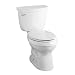 KOHLER K-3609-0 Cimarron Comfort Height Elongated 1.28 gpf Toilet with Class Five Technology and Left-Hand Trip Lever, Less Seat, White