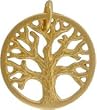 Round Detailed Open Design Family Tree of Life Pendant in Gold Vermeil #7652