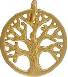Round Detailed Open Design Family Tree of Life Pendant in Gold Vermeil #7652