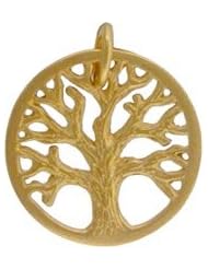 Small Round Detailed Open Design Family Tree of Life Pendant in Gold Vermeil #7652