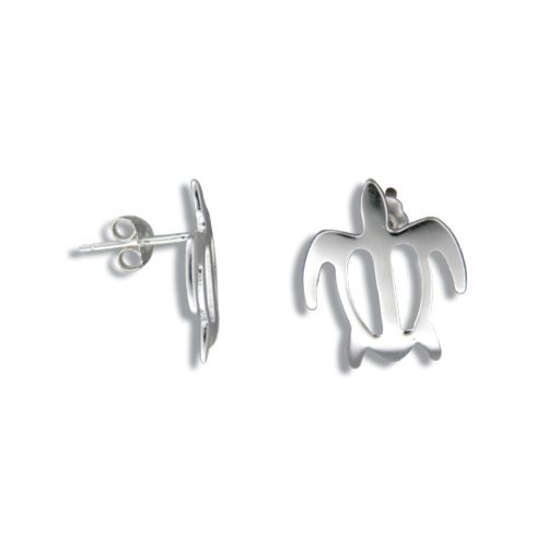 Hawaiian Jewelry Honu Sea Turtle Sterling Silver Earrings