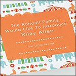 Cirque Birth Announcements with Lined Envelopes