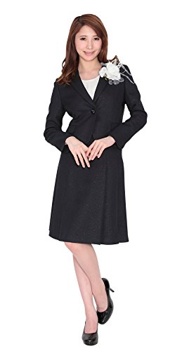 (ブティックユリア) Boutique Yuria フォーマル3点スーツ ブラウス付 濃紺 オフ白 7号9号11号13号15号