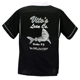 Vito's Loan Company Bowling Shirt Black & White Classic