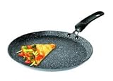 STONELINE ® Crêpes Pfanne, Durchmesser ca. 24 cm, mit Crêpes Roller aus Holz, mit hochwertiger Antihaftbeschichtung, auch für Induktion