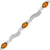 Citrine & Diamond Tennis Bracelet In White Gold