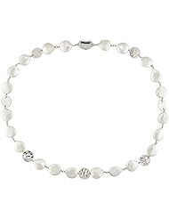 Sterling Silver Freshwater White Pearl Necklace With Heart Clasp (11-12 mm)