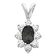 14K White Gold Onyx and Diamond Pendant