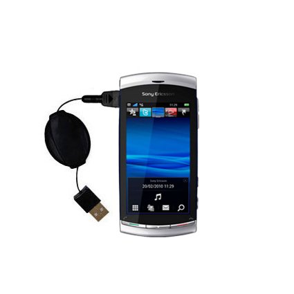 Retractable USB Cable for the Sony Ericsson U5 with Power Hot Sync and Charge capabilities - uses Gomadic TipExchange Technology
