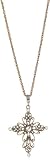 1928 Jewelry Pink Champagne Fantasy Filigree Cross Necklace