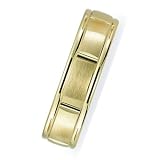Yellow Gold Wedding Band Ring 14 Karat Gold with Satin Brushed Finish, Comfort Fit Style SV53-106Y6 by Wedding Rings by Oromi