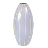 EXP Handmade Terracotta Lavender Purple Vase with Beige Stripes