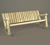 72" Natural Cedar Log-Style Outdoor Wooden Triple High-Back Rocking Chair