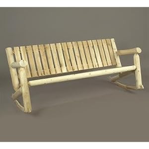 72 Natural Cedar Log-Style Outdoor Wooden Triple High-Back Rocking Chair by 