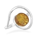 Sterling Silver Coil Design Amber Ring / Size 8 Sterling Silver Coil Design Amber Ring / Size 8