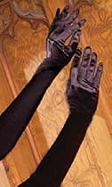 Opera Length Satin Gloves. One Size in Colors Black White or Red