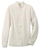 Silk Ruffle Stand-Collar Shirt