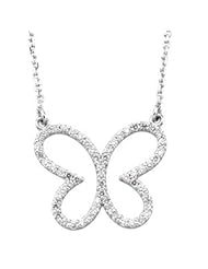 Clevereves 14K White Gold 1 3 Ct Tw Diamond Butterfly Necklace