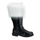 Black Santa Boot Holiday MENS SIZING Christmas White Faux Fur Trim Santa Costume