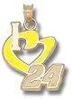 Driver Number "I Heart 24" 3/4" Enamel Enamel Pendant -14K/10K, Stainless Steel or Gold Plated