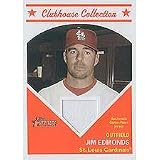 Jim Edmonds 2008 Topps Heritage Clubhouse Collection #CC-JE Authentic Game Used Jersey (White swatch) insert card.