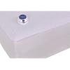 Serta Damask Stripe 233-Thread Count Low-Voltage Electric Heated Full Mattress Pad, White