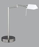 Trio Gelenk Halogen Tischleuchte Touch me Nickel matt Glas opal matt Höhe 40 cm