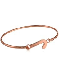 Rose Goldtone Brass Initial Bangle Bracelet; 2.72"