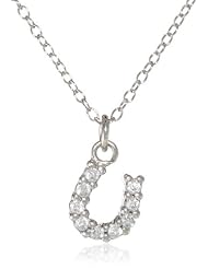 Sterling Silver Cubic-Zirconia Petite Horseshoe Pendant Necklace, 18"
