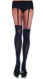 Spandex Opaque Garterbelt Look Tights, One Size (8 to 14)