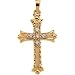 14K Yellow Gold Diamond Cross Pendant (0.03 ctw, G-H, SI1)