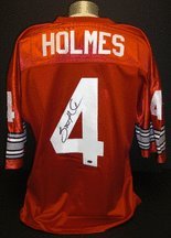 Santonio Holmes Autographed Red Custom Jersey Ohio State Buckeyes and Pittsburgh Steelers Star (Unframed)
