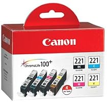 Canon 2946B004 CLI-221 4 Color Value Pack (Black/Cyan/Magenta/Yellow)