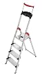 Hailo 8854-001 Alu-Sicherheits-Haushaltsleiter XXR - 4 XXL-Stufen mit Ausziehbarem Sicherheits-Halteb�gel und Multifunktionsschale